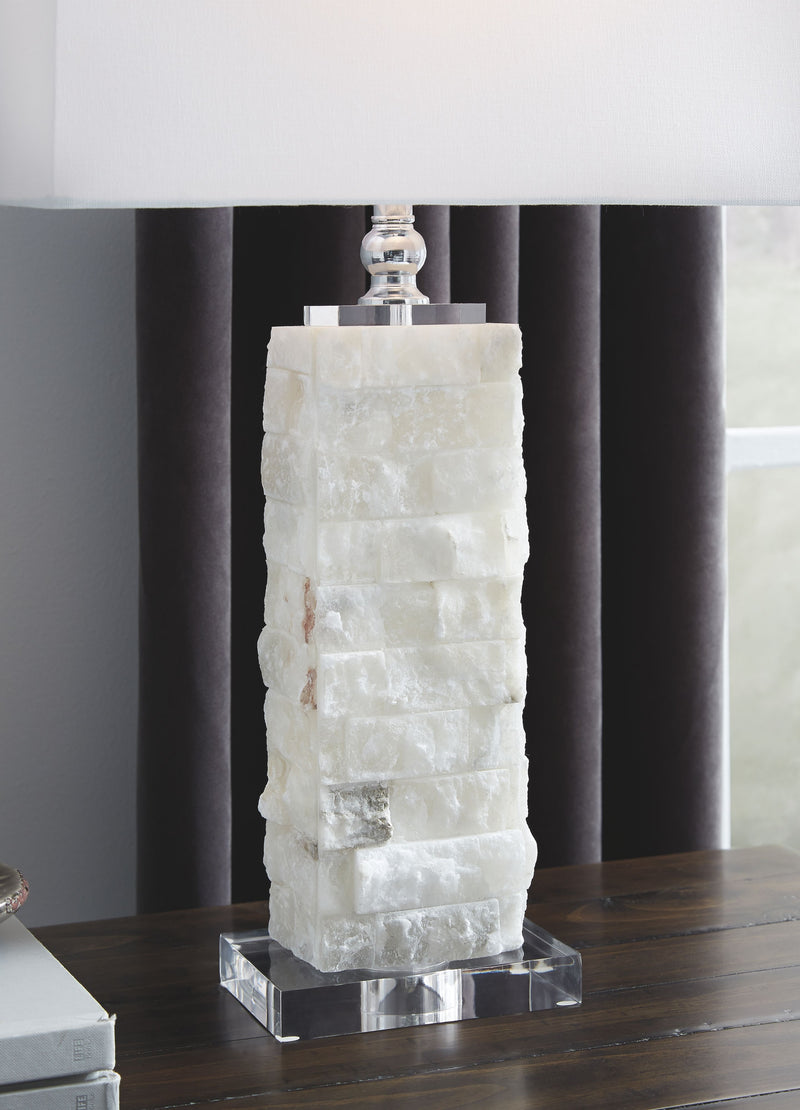 Malise - White - Alabaster Table Lamp - JaxCo Furniture