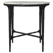Hermas - Round Genuine Marble Top Metal End Side Table - White - JaxCo Furniture