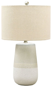 Shavon - Beige / White - Ceramic Table Lamp - JaxCo Furniture