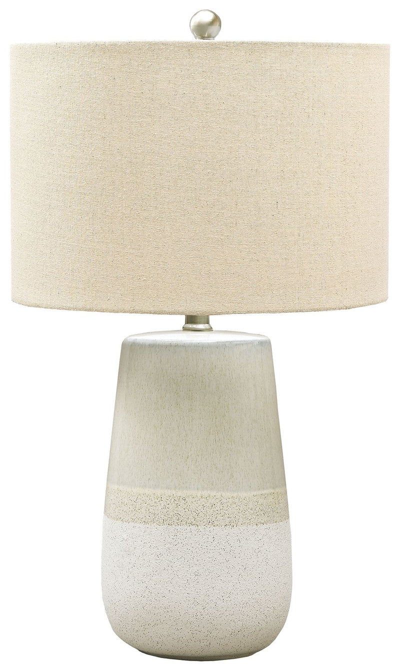 Shavon - Beige / White - Ceramic Table Lamp - JaxCo Furniture