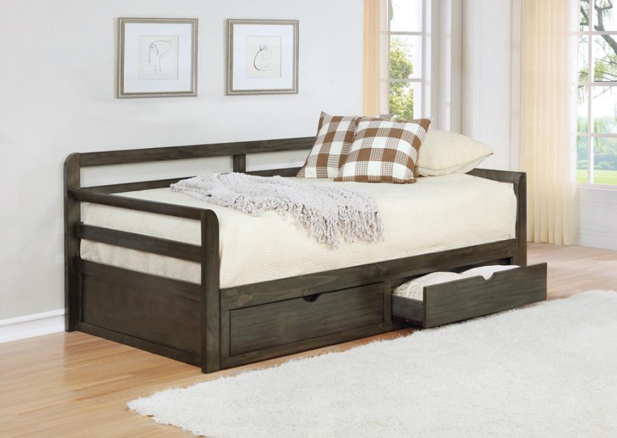 Sorrento - 2-Drawer Twin Long Daybed With Extension Trundle - Gray - JaxCo Furniture