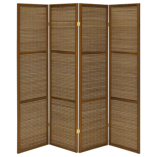 Browning - 4-Panel Bamboo Room Divider Folding Screen - Walnut - JaxCo Furniture