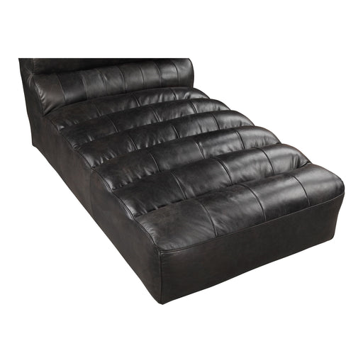 Ramsay - Leather Chaise Antique - Black - JaxCo Furniture