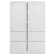 Ines - 5-Drawer Bedroom Chest Of Drawers - White High Gloss - JaxCo Furniture