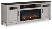Darborn - Gray / Brown - 88" TV Stand With Electric Infrared Fireplace Insert - JaxCo Furniture