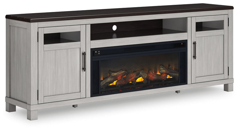 Darborn - Gray / Brown - 88" TV Stand With Electric Infrared Fireplace Insert - JaxCo Furniture