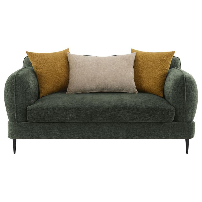 Jade - Chenille Upholstered Modern Track Arm Loveseat - JaxCo Furniture