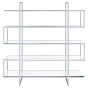 Elmer - 5-Shelf Bookshelf - Clear And Chrome - JaxCo Furniture