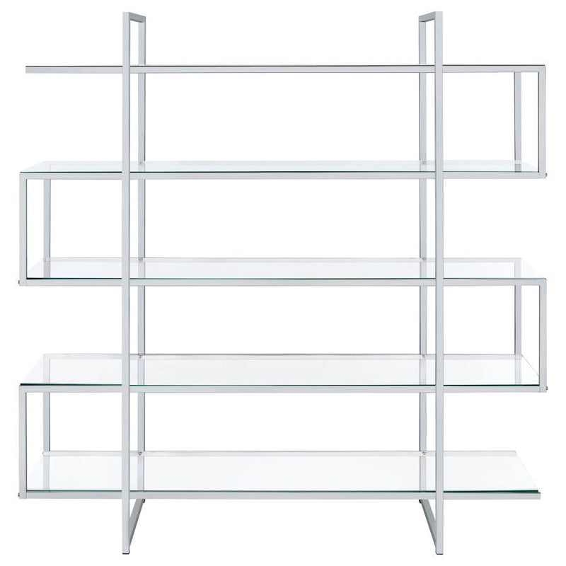 Elmer - 5-Shelf Bookshelf - Clear And Chrome - JaxCo Furniture