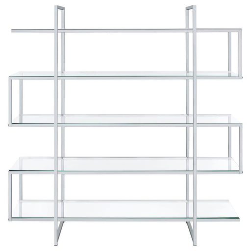 Elmer - 5-Shelf Bookshelf - Clear And Chrome - JaxCo Furniture