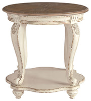 Realyn - White / Brown - Round End Table - JaxCo Furniture