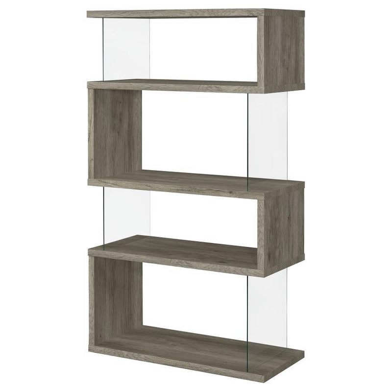 Emelle - 4-Shelf Glass Panel Bookshelf - JaxCo Furniture