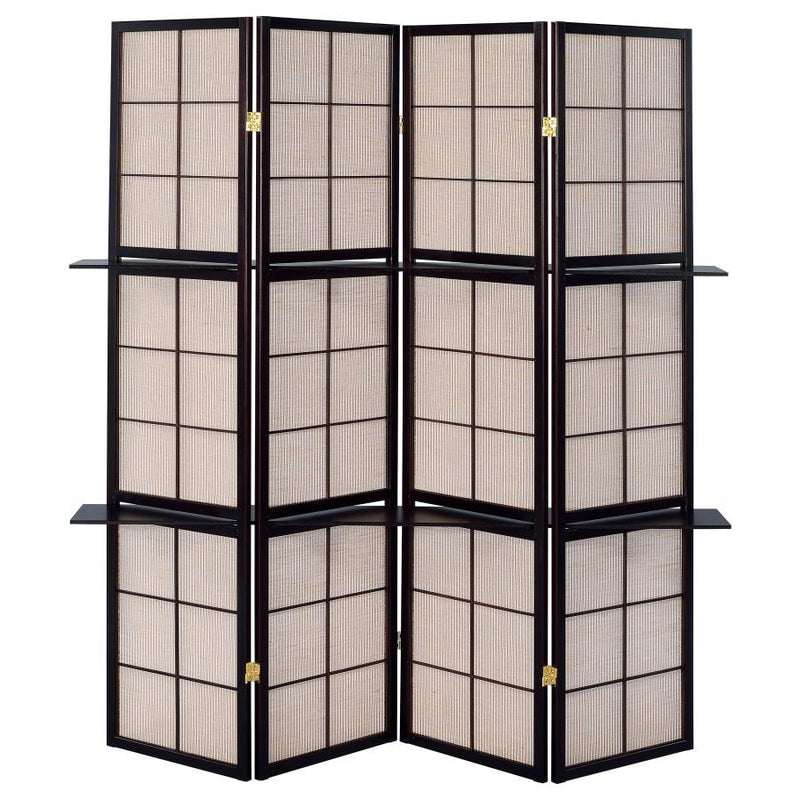 Iggy - 4-Panel Room Divider Folding Shoji Screen - Cappuccino - JaxCo Furniture