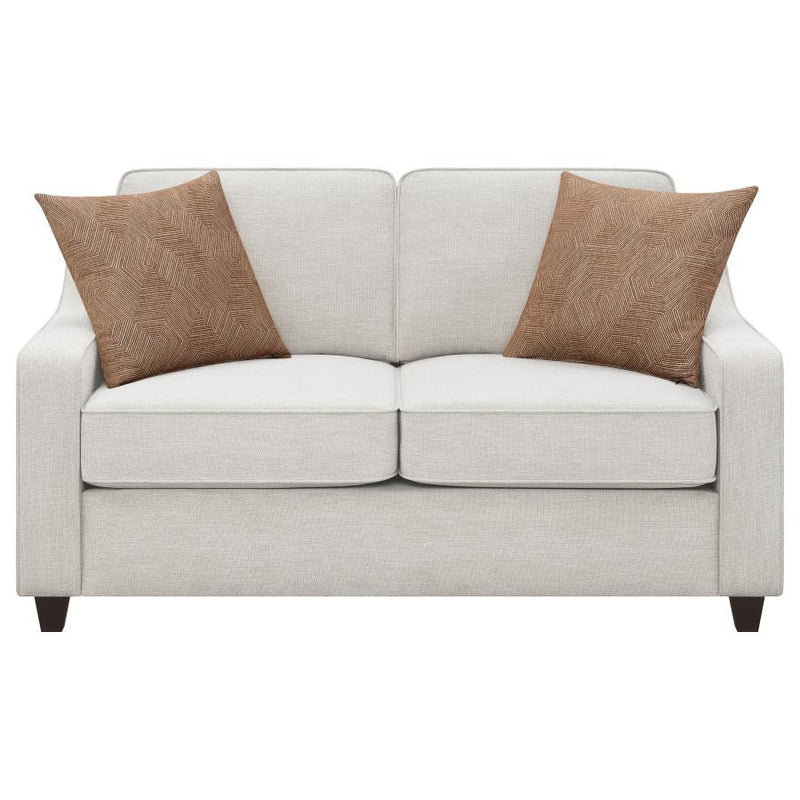 Christine - Upholstered Sloped Arm Loveseat - Beige - JaxCo Furniture