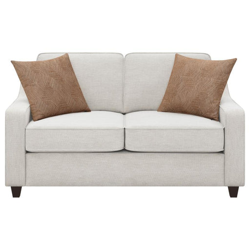 Christine - Upholstered Sloped Arm Loveseat - Beige - JaxCo Furniture