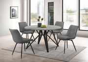Neil - 5 Piece Round Dining Table Set Concrete - Gunmetal - JaxCo Furniture