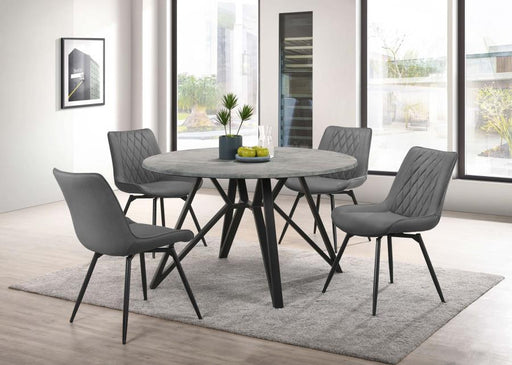 Neil - 5 Piece Round Dining Table Set Concrete - Gunmetal - JaxCo Furniture