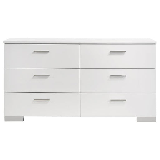 Felicity - 6-Drawer Dresser - White High Gloss - JaxCo Furniture