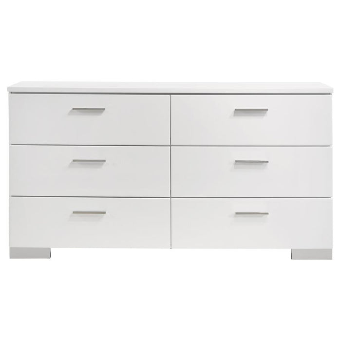 Felicity - 6-Drawer Dresser - White High Gloss - JaxCo Furniture