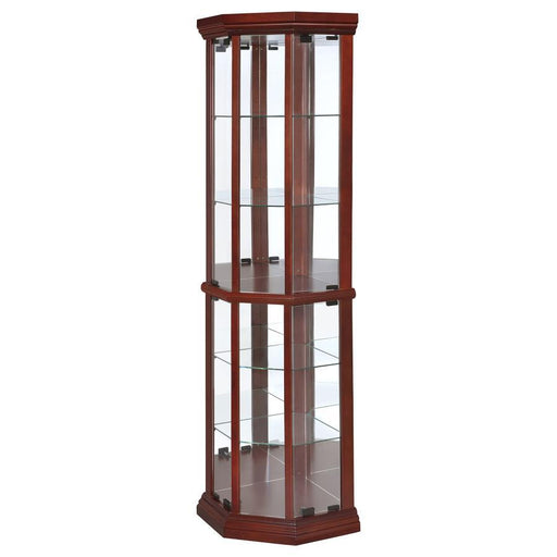 Appledale - 6-Shelf Corner Curio Display Cabinet - Medium Brown - JaxCo Furniture