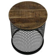 Aurora - Round Drum Base Accent Side Table - Natural And Black - JaxCo Furniture