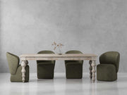 Crossings - Eden Rectangular Dining Table With 4 Upholstered Chairs - Toasted Tumbleweed & Green - JaxCo Furniture