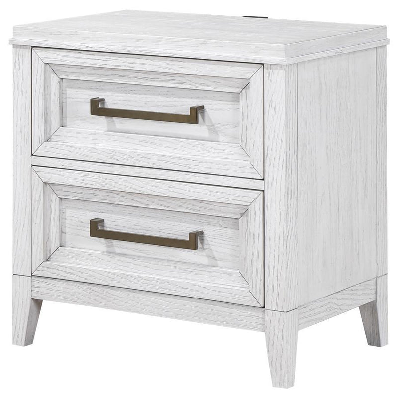Marielle - 2-Drawer Nightstand Bedside Table - Distressed White - JaxCo Furniture