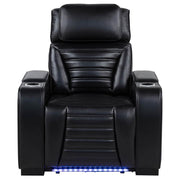 Zuma - Faux Leather Upholstered Dual Power LED Recliner - Black - JaxCo Furniture
