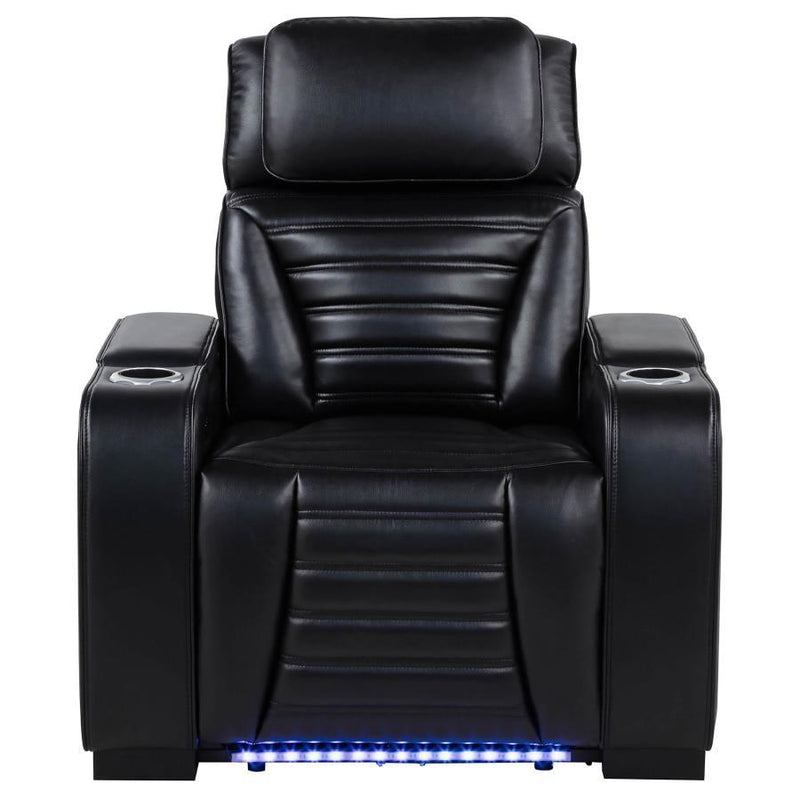 Zuma - Faux Leather Upholstered Dual Power LED Recliner - Black - JaxCo Furniture