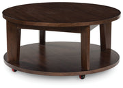 Korestone 2 - Dark Brown - Round Cocktail Table - JaxCo Furniture
