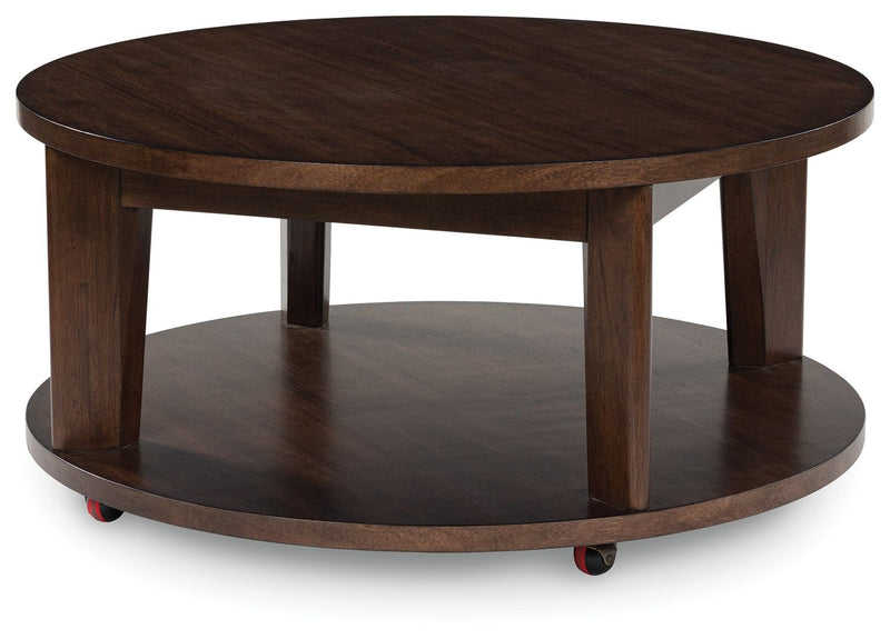 Korestone 2 - Dark Brown - Round Cocktail Table - JaxCo Furniture