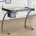 Melo - Glass Top Drafting Table With Storage - Silver - JaxCo Furniture