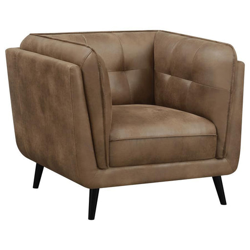 Thatcher - Upholstered Tuxedo Arm Tufted Accent Chair - Brown - JaxCo Furniture