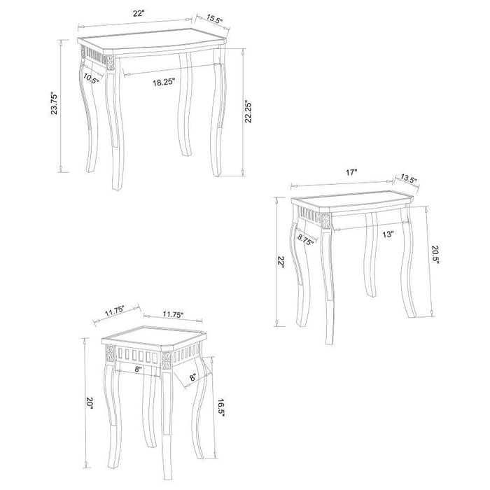 Daphne - 3 Piece Rectangular Wood Nesting Table Set - Warm Brown - JaxCo Furniture