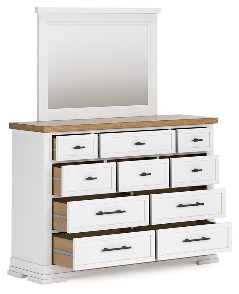 Ashbryn - White / Natural - Dresser And Mirror - JaxCo Furniture