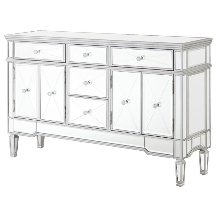 Duchess - 5-Drawer Mirrored Storage Accent Cabinet - Silver - JaxCo Furniture