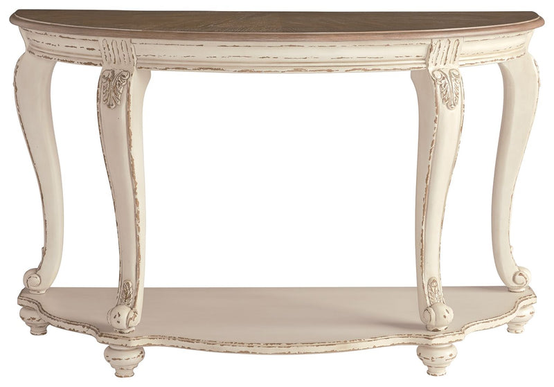 Realyn - White / Brown - Sofa Table - JaxCo Furniture