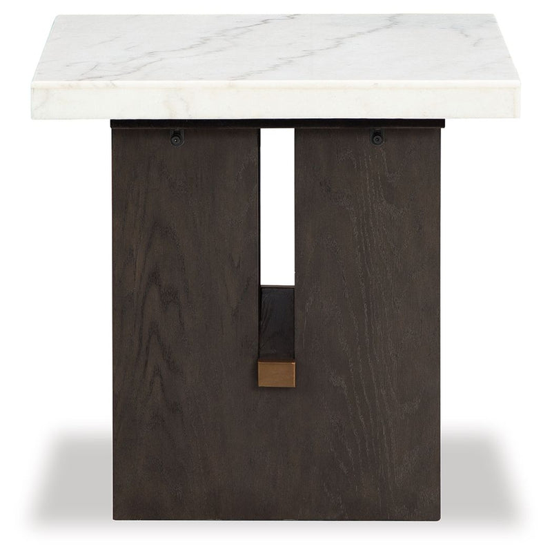 Burkhaus - White / Dark Brown - Rectangular End Table - JaxCo Furniture