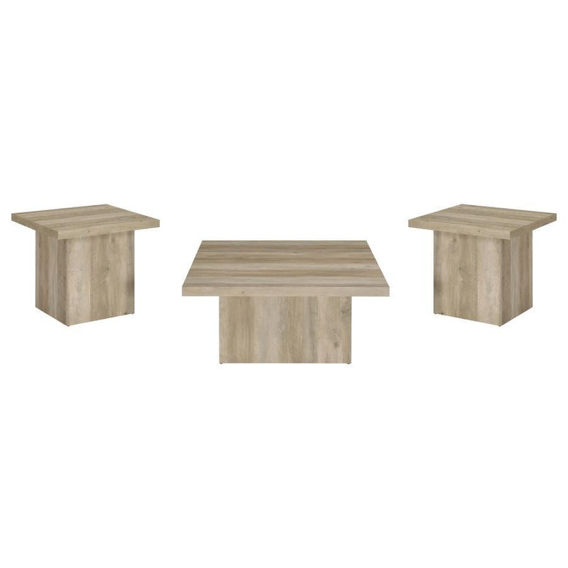 Devar - Square Coffee End Table Set - Distressed Pine - JaxCo Furniture