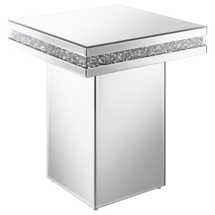 Elora - Square Mirrored Accent Side Table - Silver - JaxCo Furniture