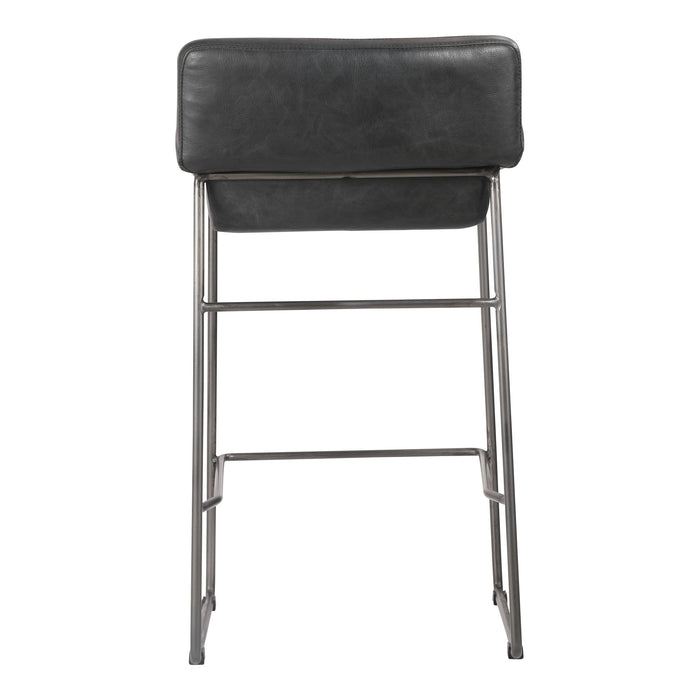 Starlet - Counter Stool Stool Leather (Set of 2) - Onyx Black - JaxCo Furniture