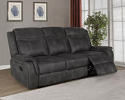 Lawrence - Upholstered Padded Arm Reclining Sofa - Charcoal - JaxCo Furniture
