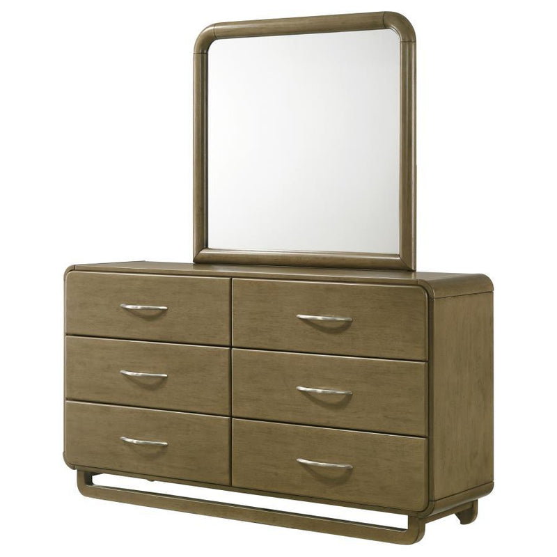 Amsbury - 6-Drawer Dresser And Mirror - Nutmeg - JaxCo Furniture