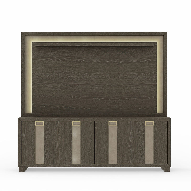 Ascent - 90" TV Console With Hutch And Back Panel - Dark Chocolate - JaxCo Furniture