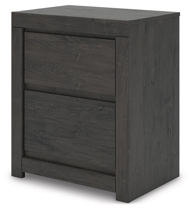 Fraluna - Charcoal - Two Drawer Night Stand - JaxCo Furniture