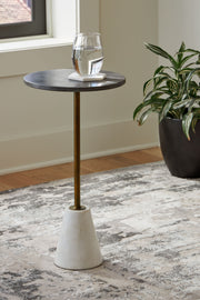 Caramont - Black / White / Gold Finish - Accent Table with White Base - JaxCo Furniture