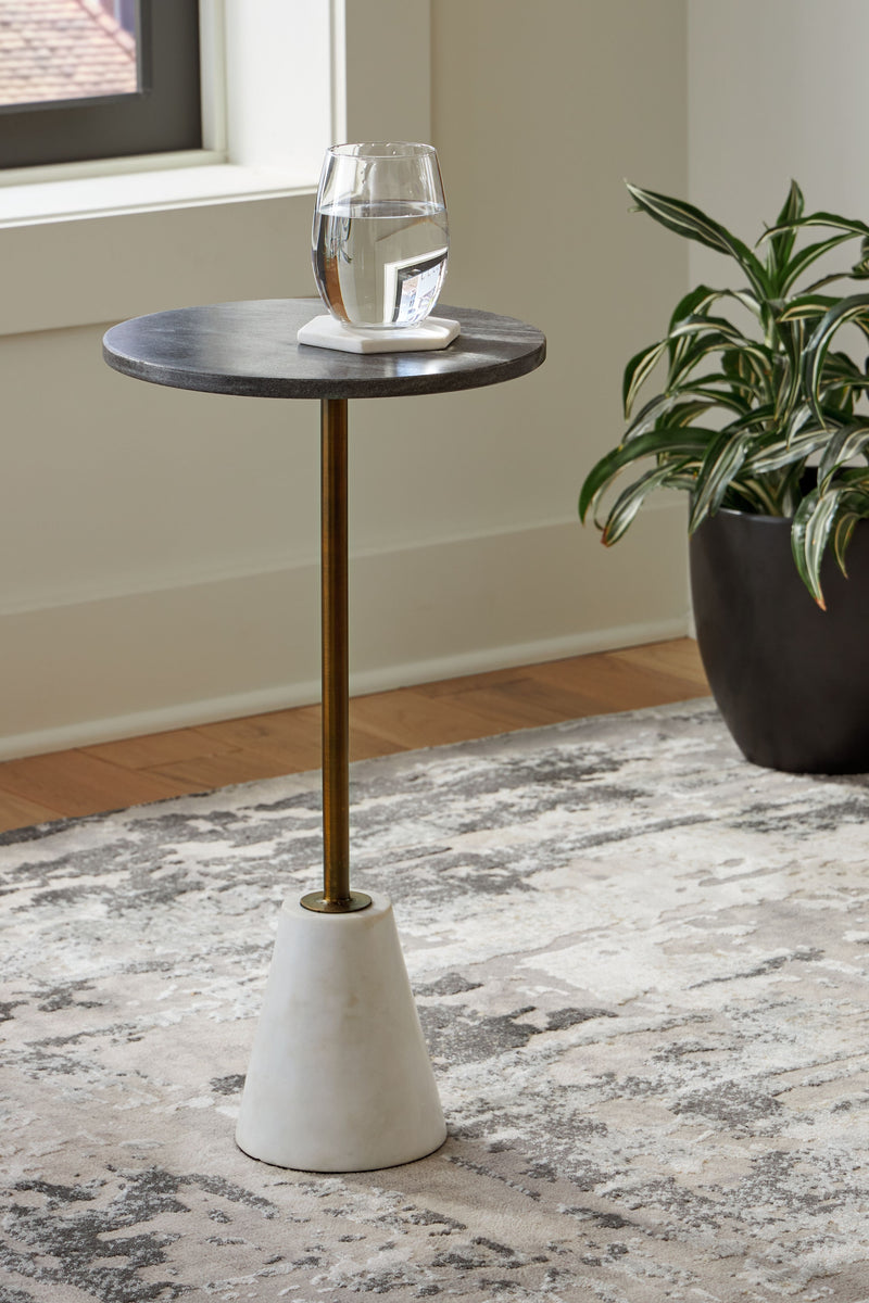 Caramont - Black / White / Gold Finish - Accent Table with White Base - JaxCo Furniture