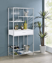 Figueroa - 5-Shelf Wine Storage Bar Cabinet - White High Gloss - JaxCo Furniture