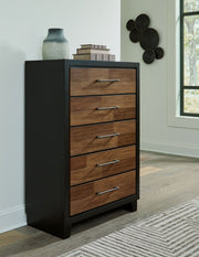 Kraeburn - Brown / Black - Five Drawer Chest - JaxCo Furniture