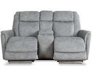 Linus - Zero Gravity Power Reclining Console Loveseat - Hudson Gray - JaxCo Furniture
